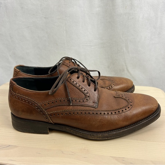 SALVATORE FERRAGAMO‎ Leather Wingtip Lace Up Oxford Brogue Men's Size 5 Brown - Picture 7 of 7
